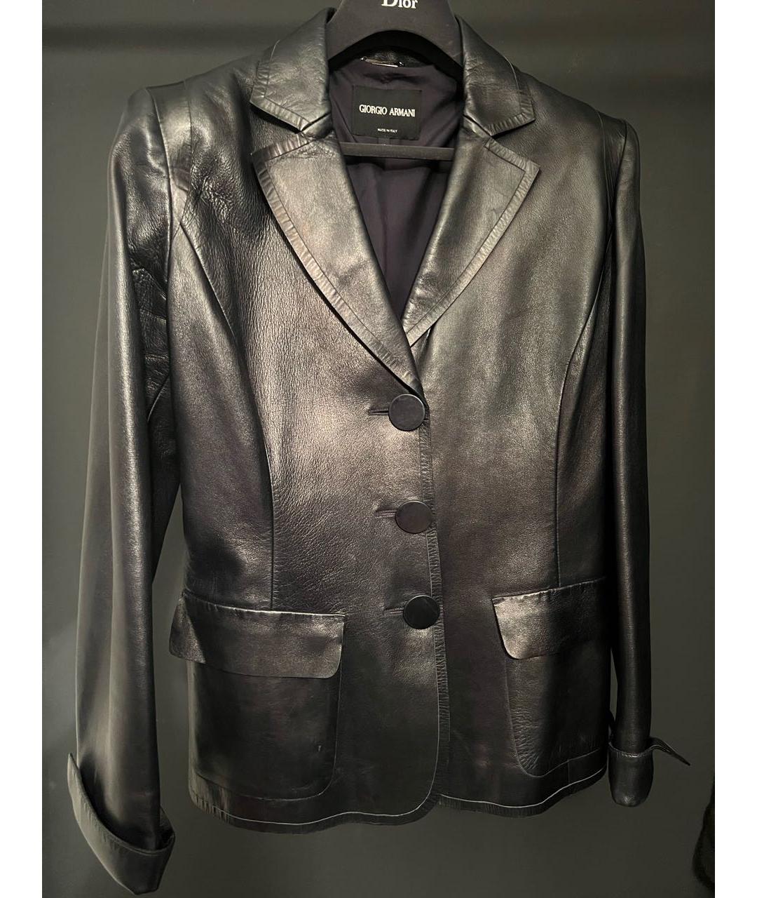 GIORGIO ARMANI Черная кожаная куртка, фото 6