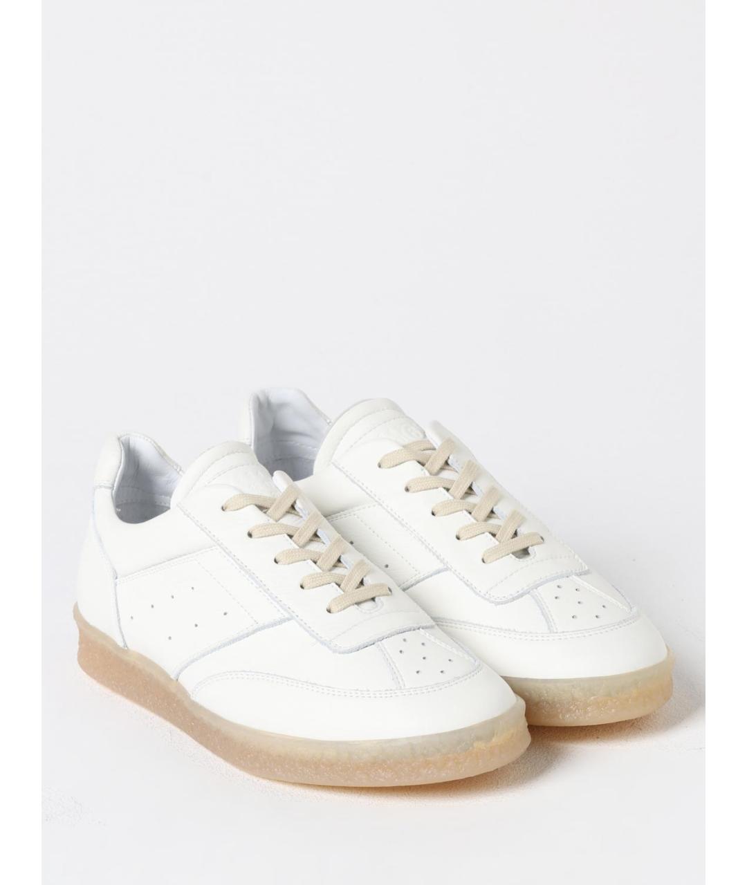 MM6 MAISON MARGIELA Белые кожаные низкие кроссовки / кеды, фото 2