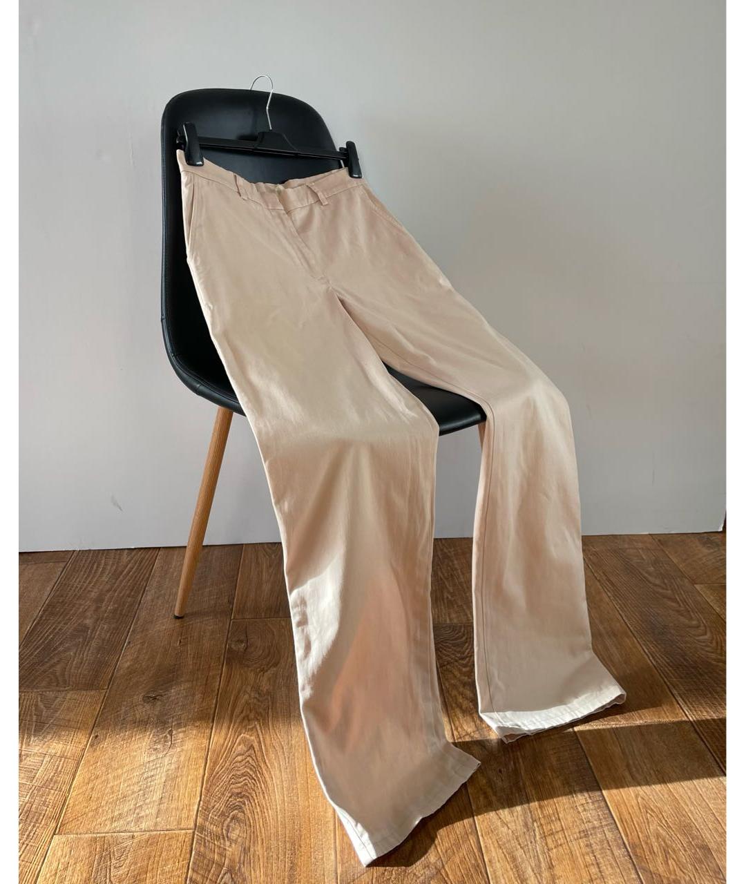 JIL SANDER Розовые хлопко-эластановые прямые брюки, фото 5
