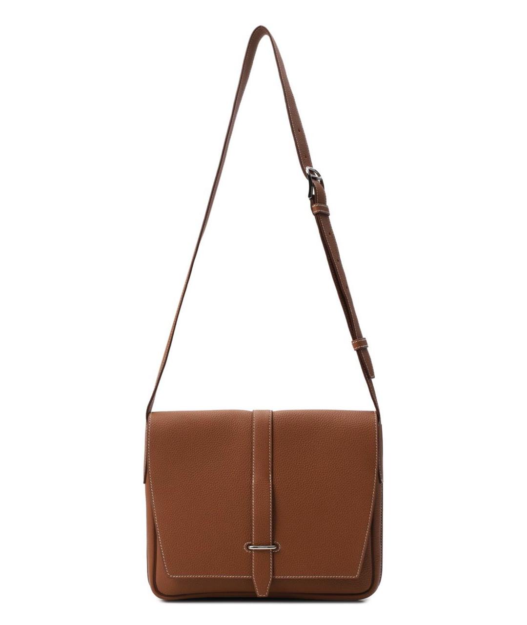 HERMES Коричневый кожаный портфель, фото 6