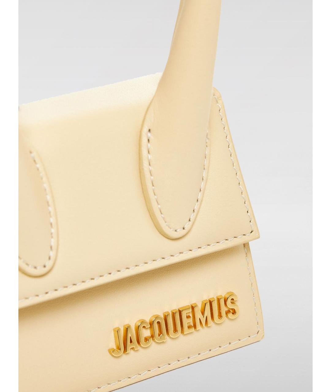 JACQUEMUS Бежевая кожаная сумка с короткими ручками, фото 3