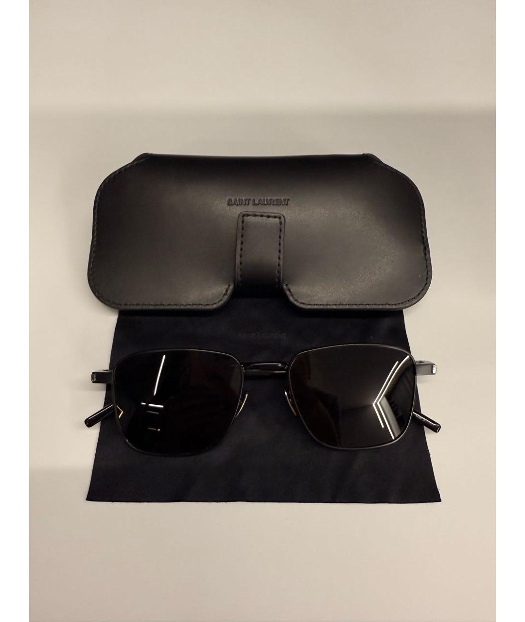 SAINT LAURENT Черные металлические солнцезащитные очки, фото 4