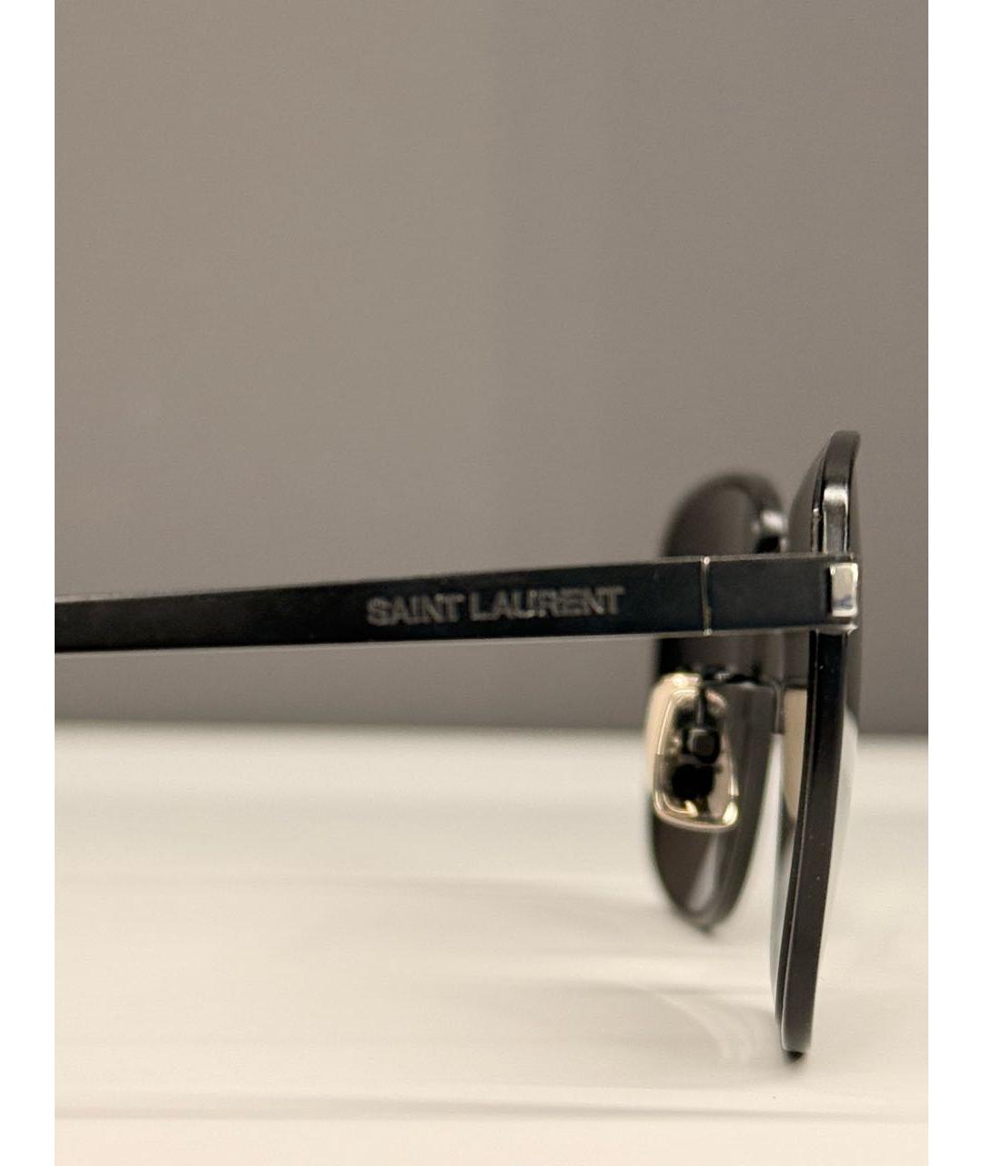 SAINT LAURENT Черные металлические солнцезащитные очки, фото 3