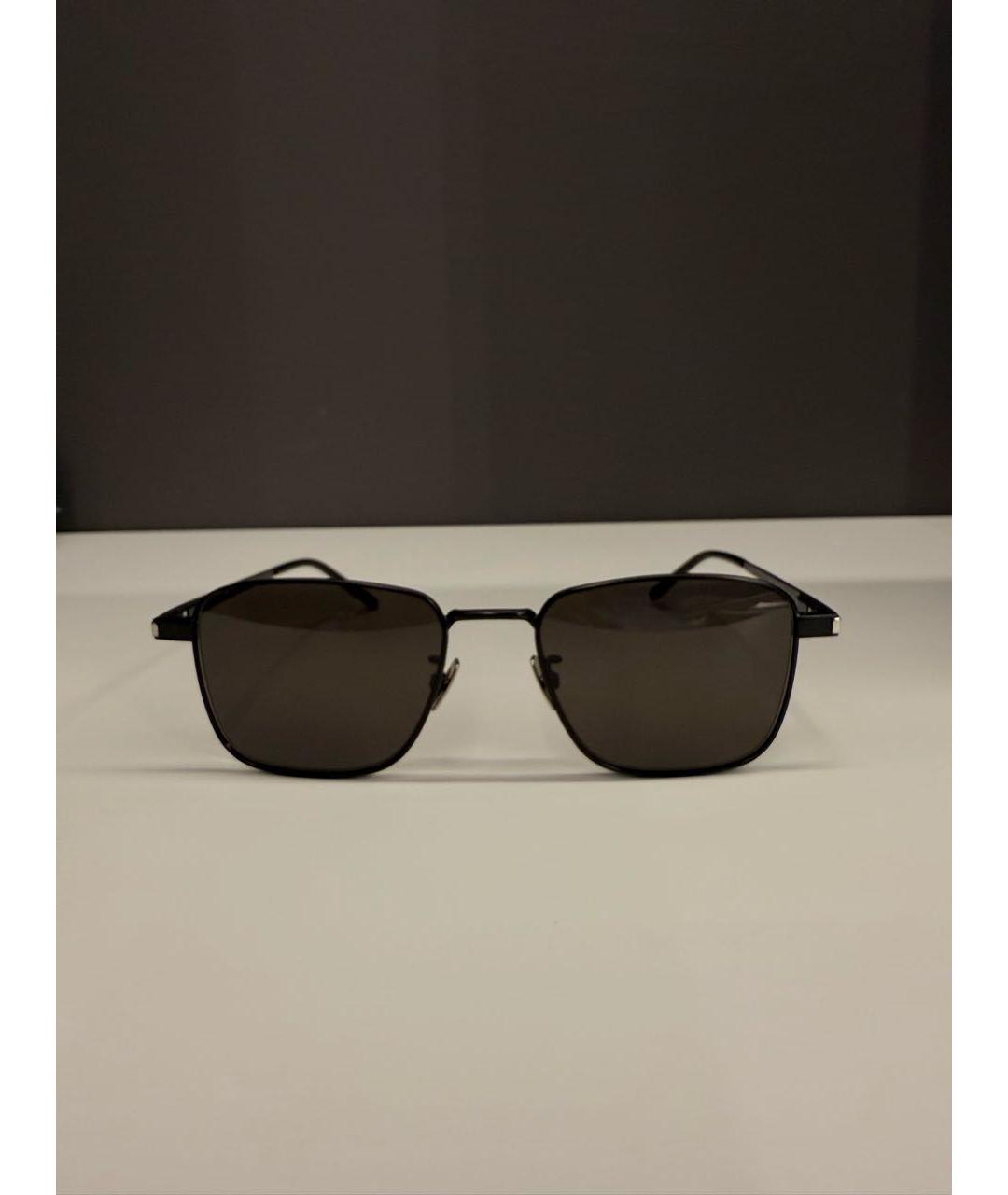 SAINT LAURENT Черные металлические солнцезащитные очки, фото 5
