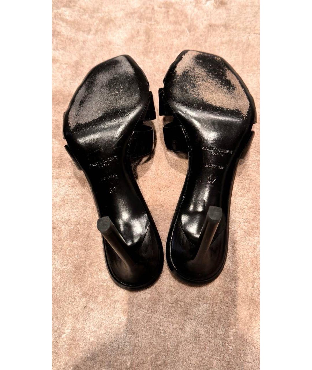 SAINT LAURENT Черные кожаные мюли, фото 5