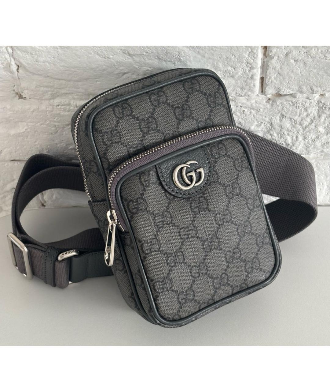 GUCCI Антрацитовая кожаная сумка на плечо, фото 2