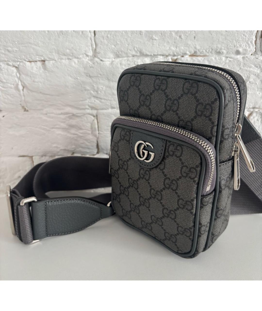 GUCCI Антрацитовая кожаная сумка на плечо, фото 5