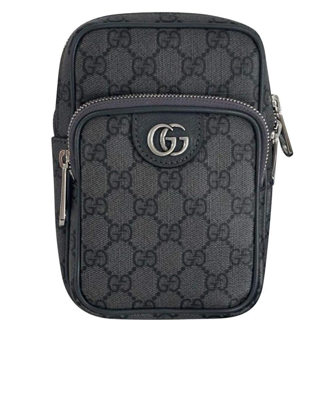 GUCCI Антрацитовая кожаная сумка на плечо, фото 1