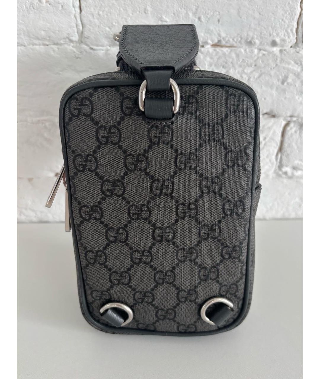 GUCCI Антрацитовая кожаная сумка на плечо, фото 3