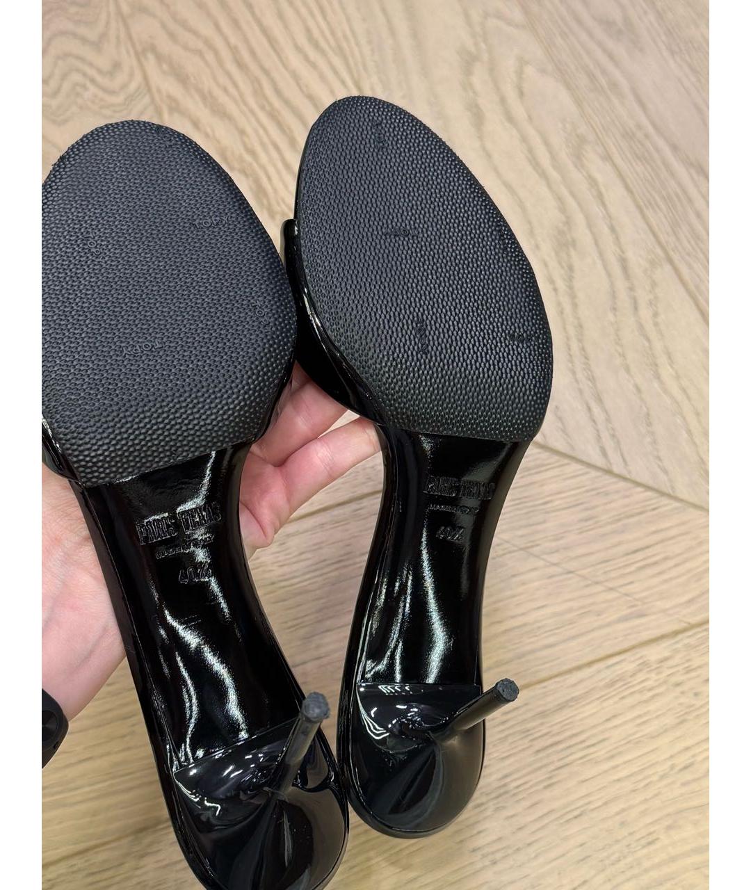PARIS TEXAS Черные мюли из лакированной кожи, фото 6