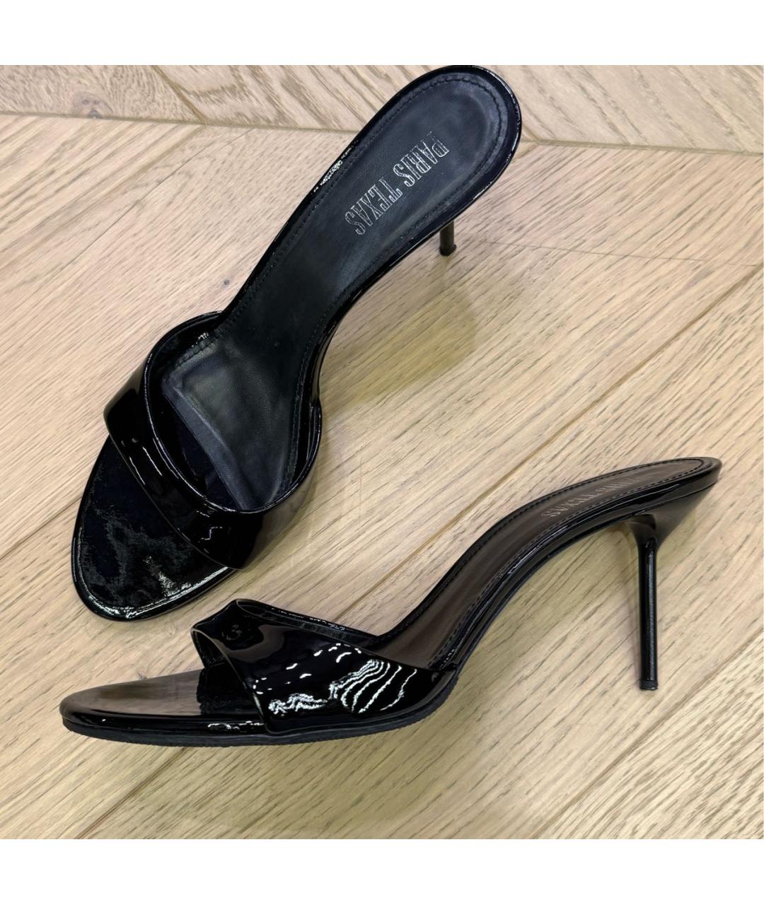 PARIS TEXAS Черные мюли из лакированной кожи, фото 9