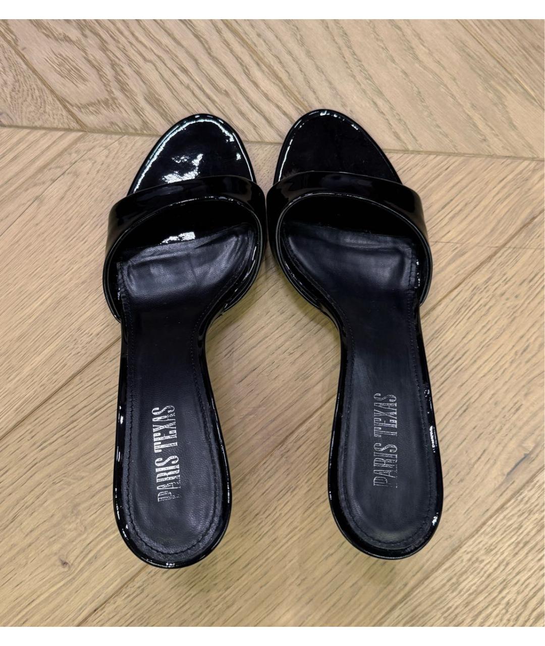 PARIS TEXAS Черные мюли из лакированной кожи, фото 3