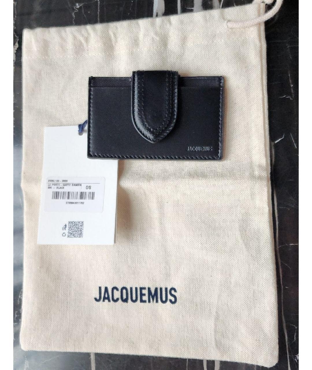 JACQUEMUS Черный кожаный кардхолдер, фото 5
