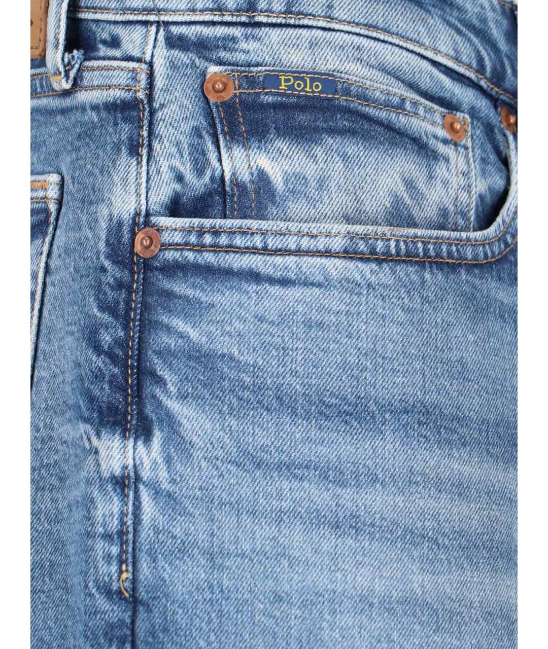 POLO RALPH LAUREN Синие хлопковые прямые джинсы, фото 4