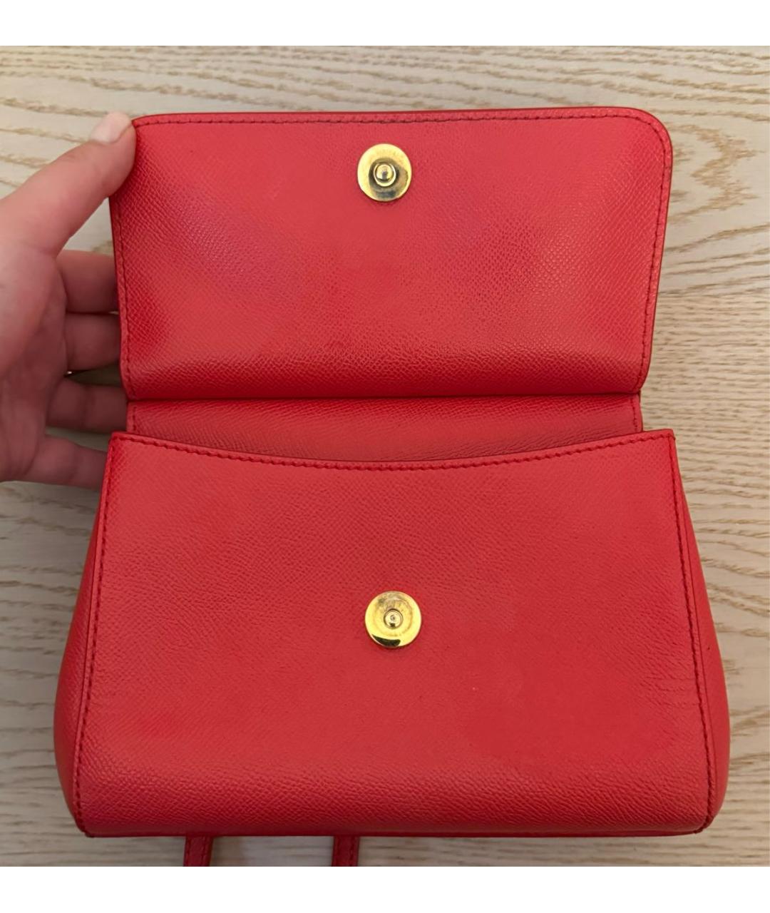 DOLCE&GABBANA Красная кожаная сумка с короткими ручками, фото 4