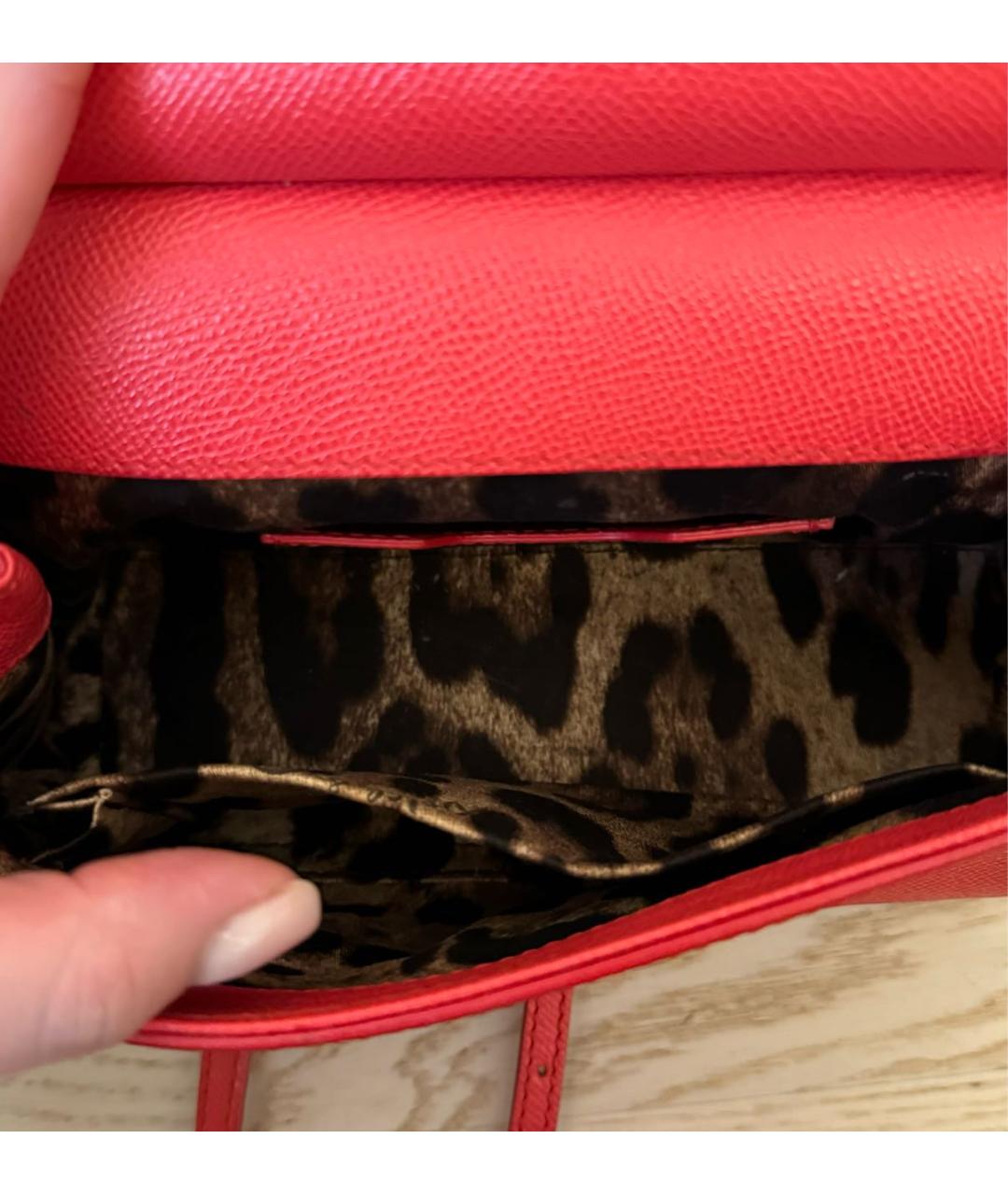 DOLCE&GABBANA Красная кожаная сумка с короткими ручками, фото 5