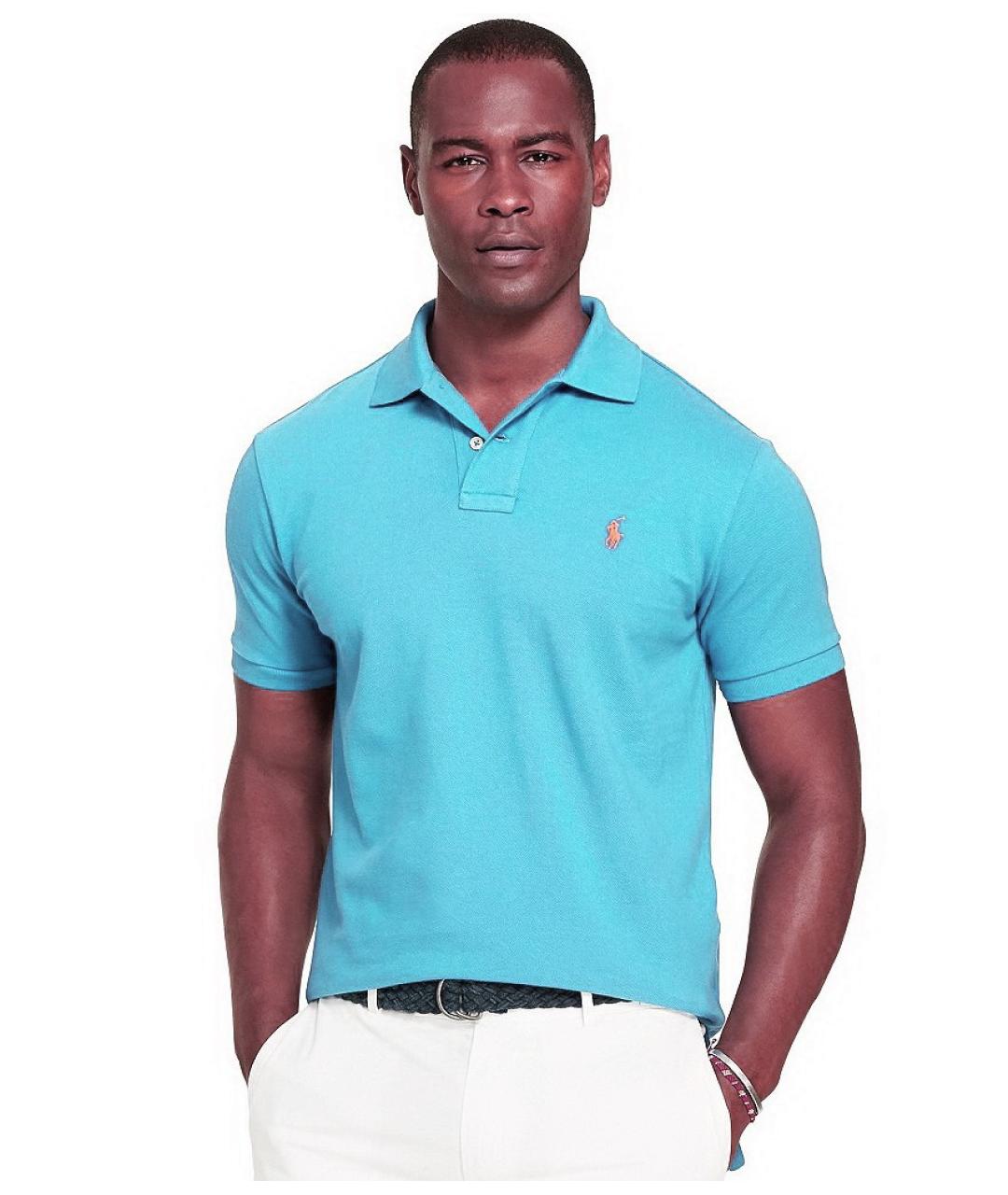 POLO RALPH LAUREN Бирюзовое хлопковое поло с коротким рукавом, фото 3