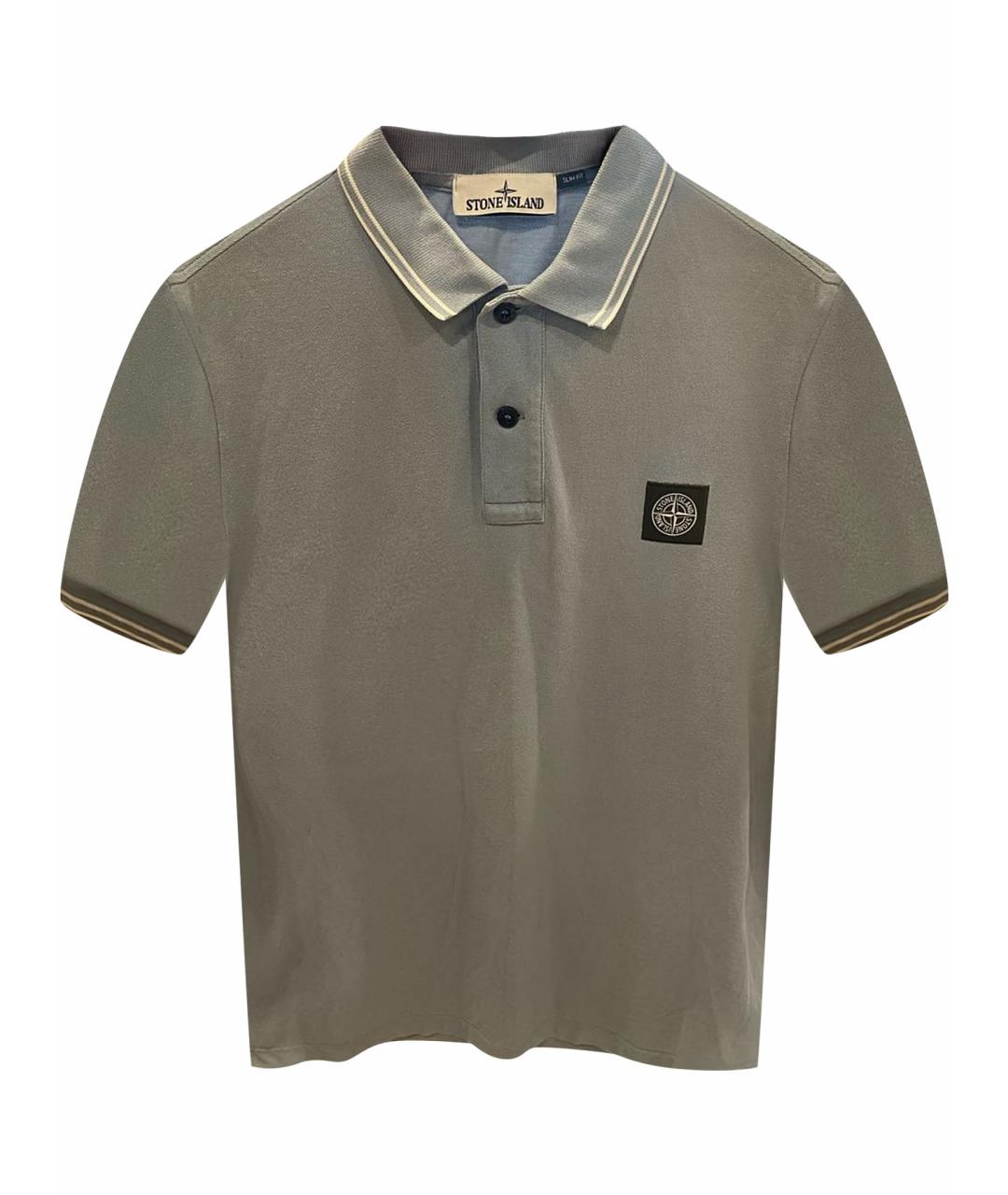 STONE ISLAND Голубое хлопковое поло с коротким рукавом, фото 1