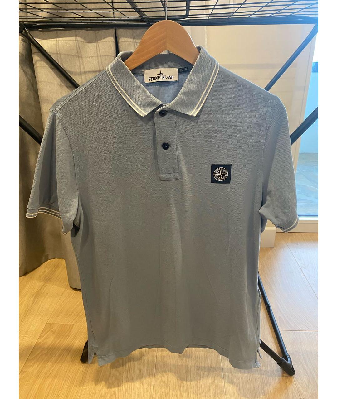 STONE ISLAND Голубое хлопковое поло с коротким рукавом, фото 8