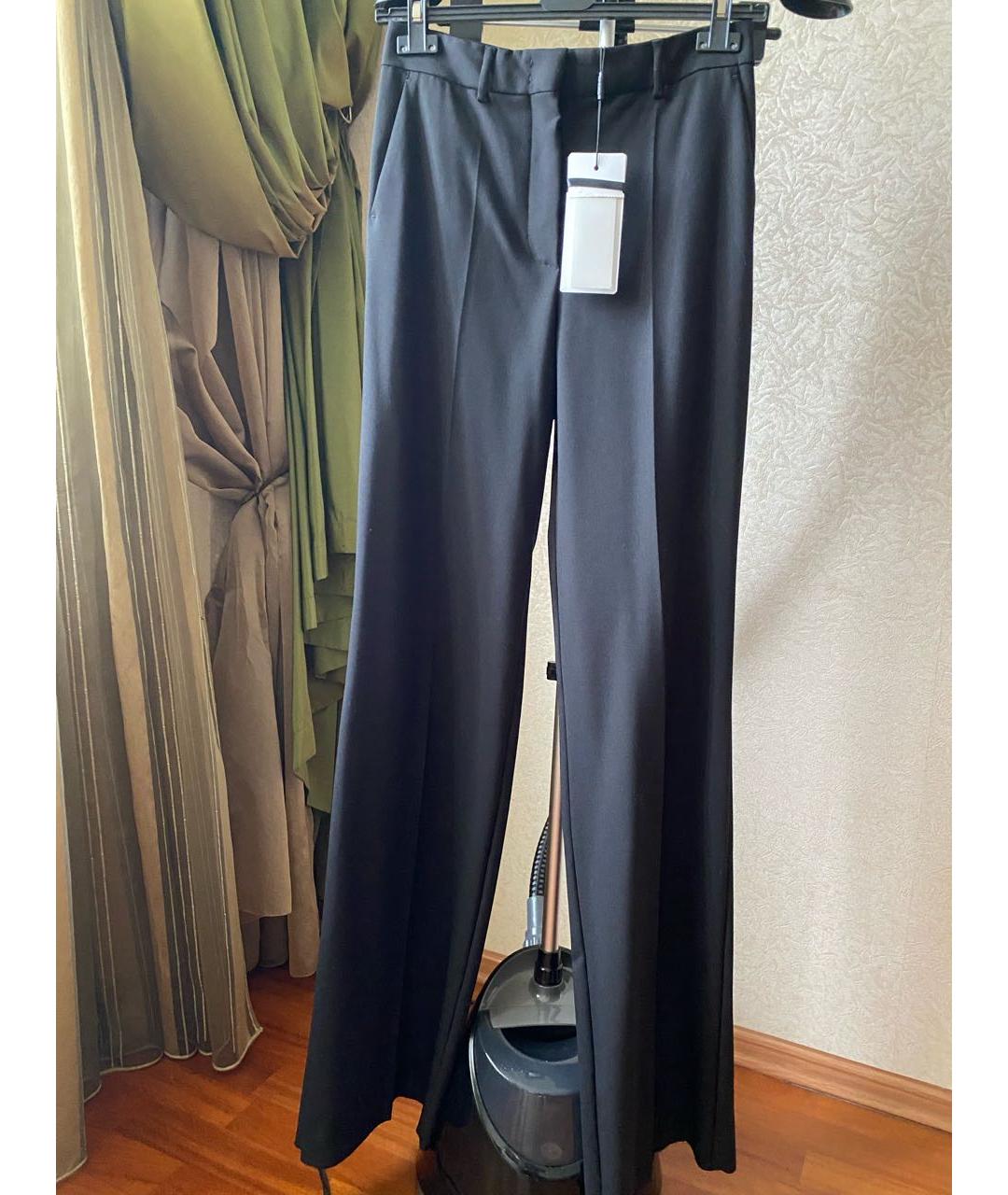 SPORTMAX Черные шерстяные прямые брюки, фото 5