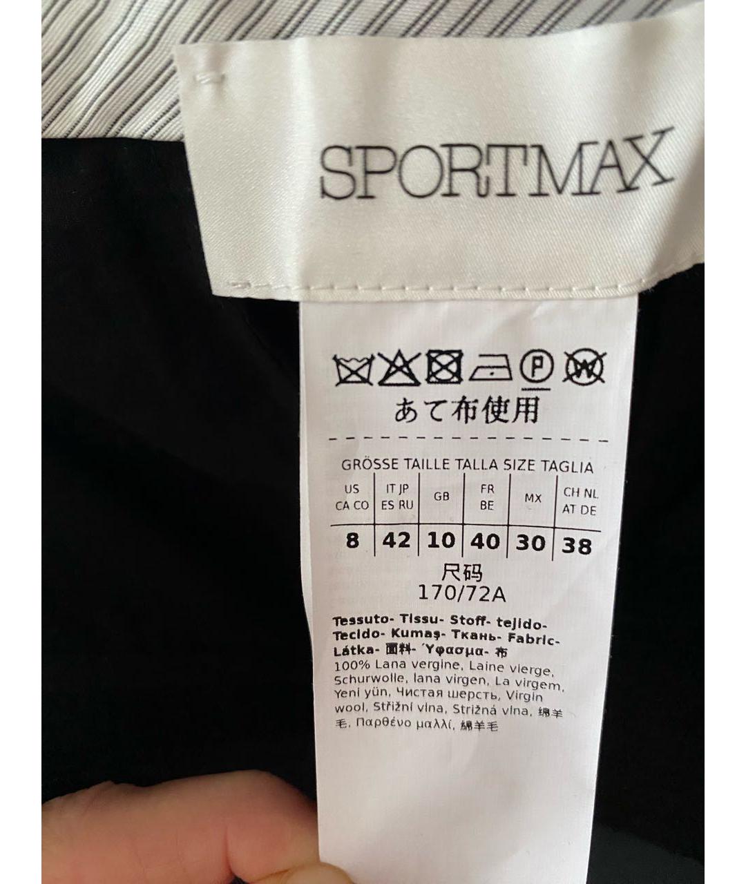 SPORTMAX Черные шерстяные прямые брюки, фото 4