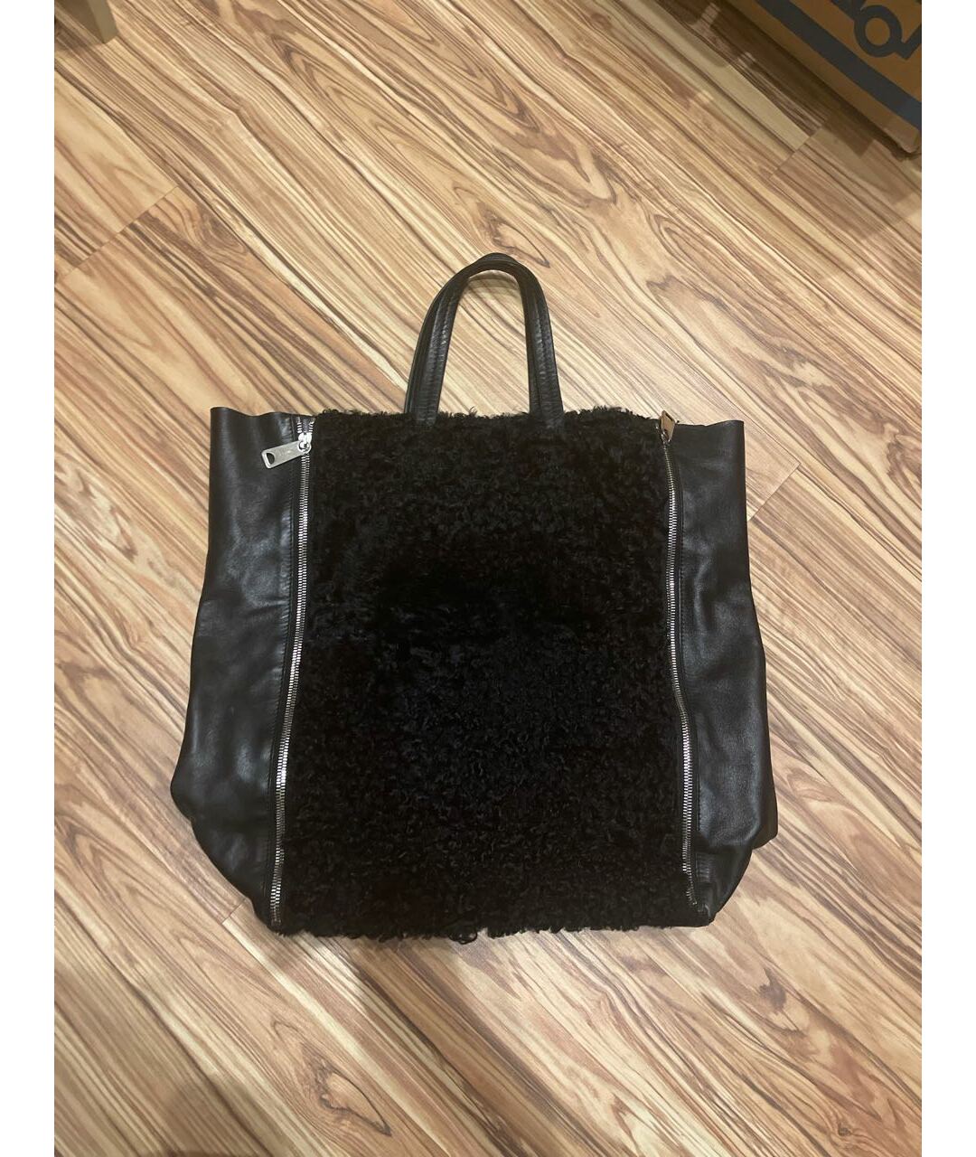 CELINE PRE-OWNED Черная меховая сумка тоут, фото 6