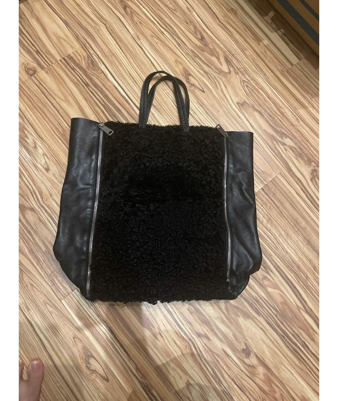 CELINE PRE-OWNED Черная меховая сумка тоут, фото 2