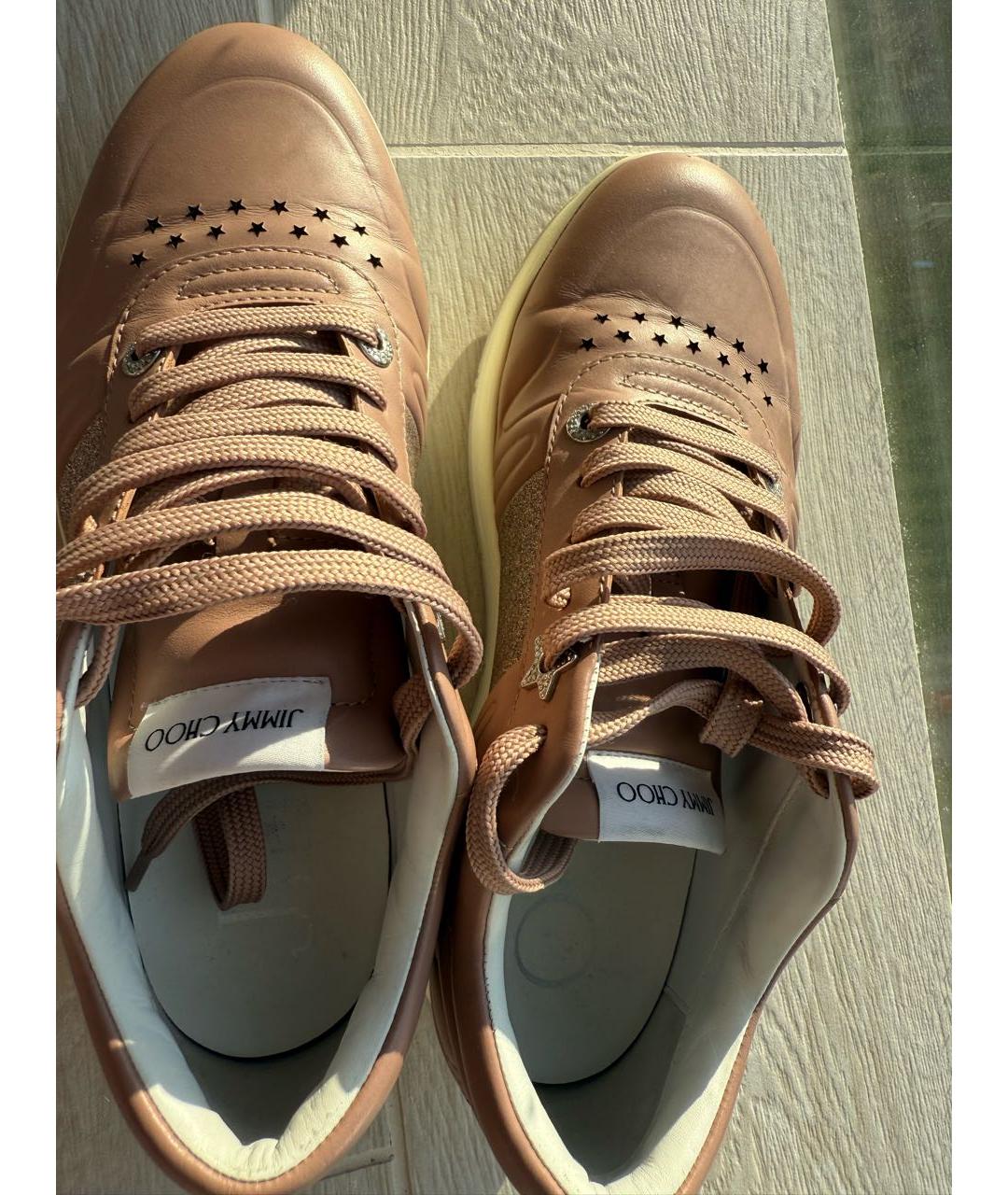 JIMMY CHOO Розовые кожаные кеды, фото 3