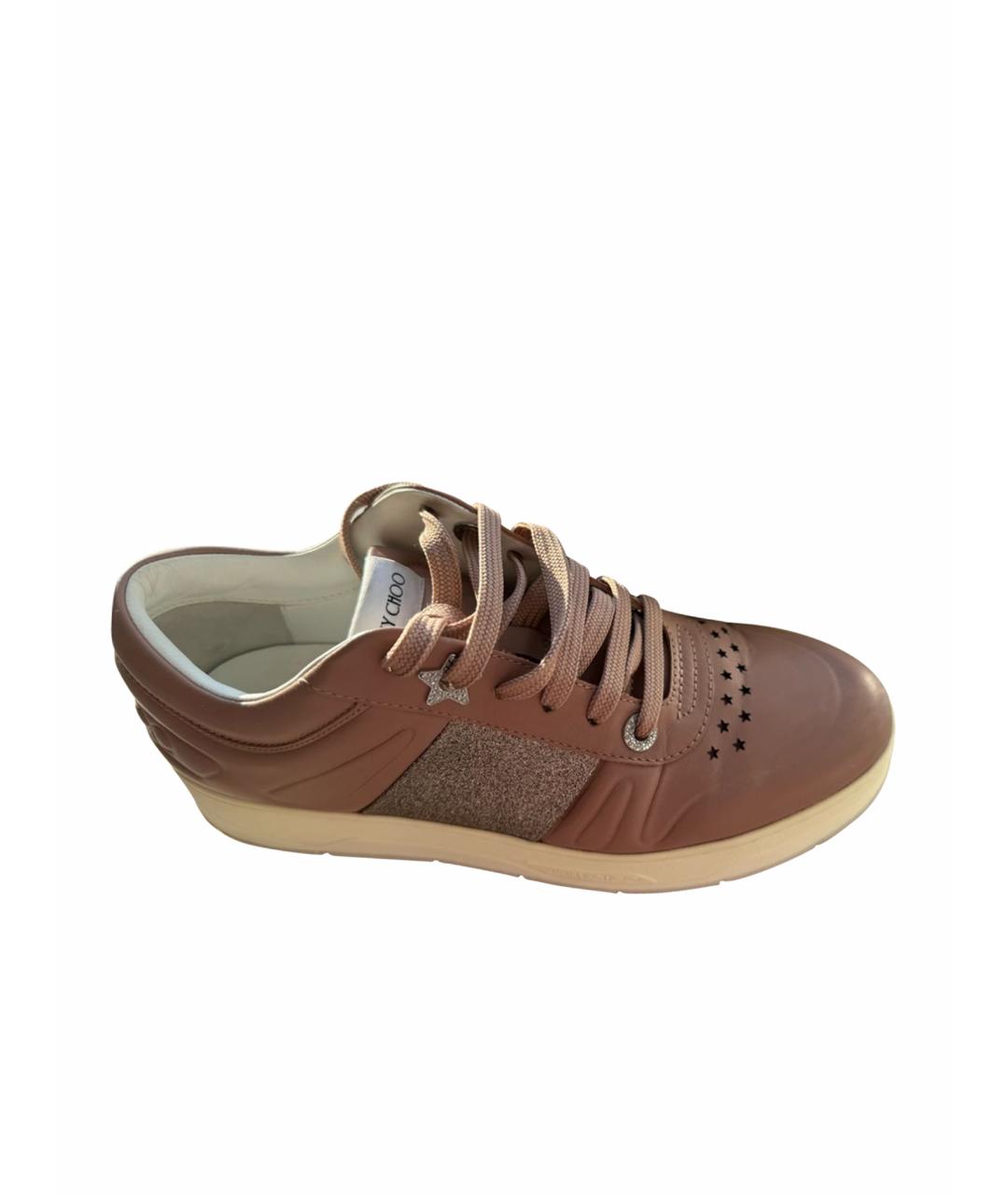 JIMMY CHOO Розовые кожаные кеды, фото 1