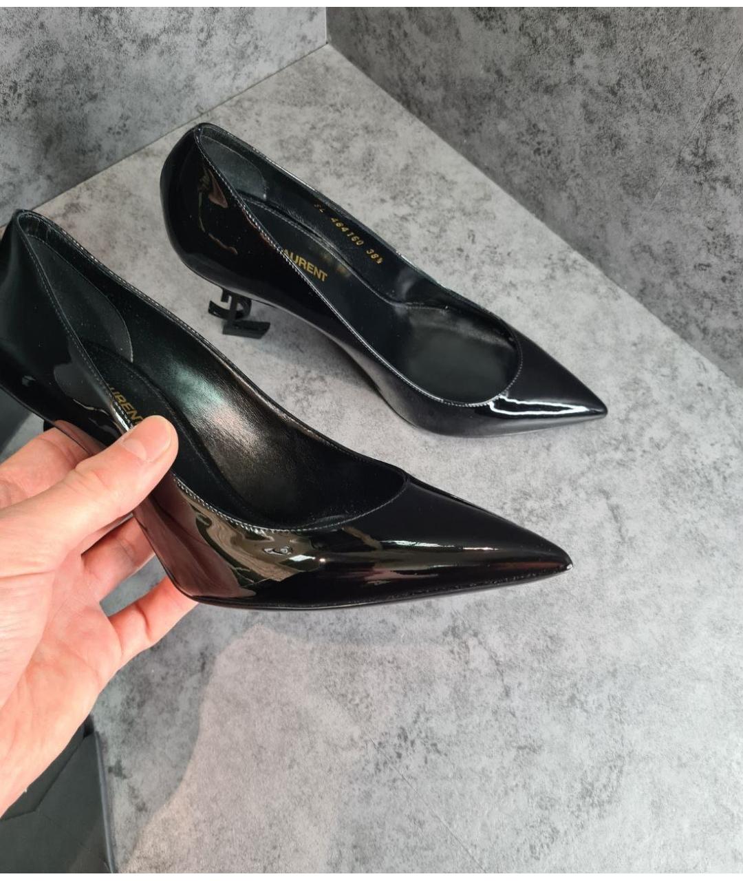 SAINT LAURENT Черные туфли из лакированной кожи, фото 4