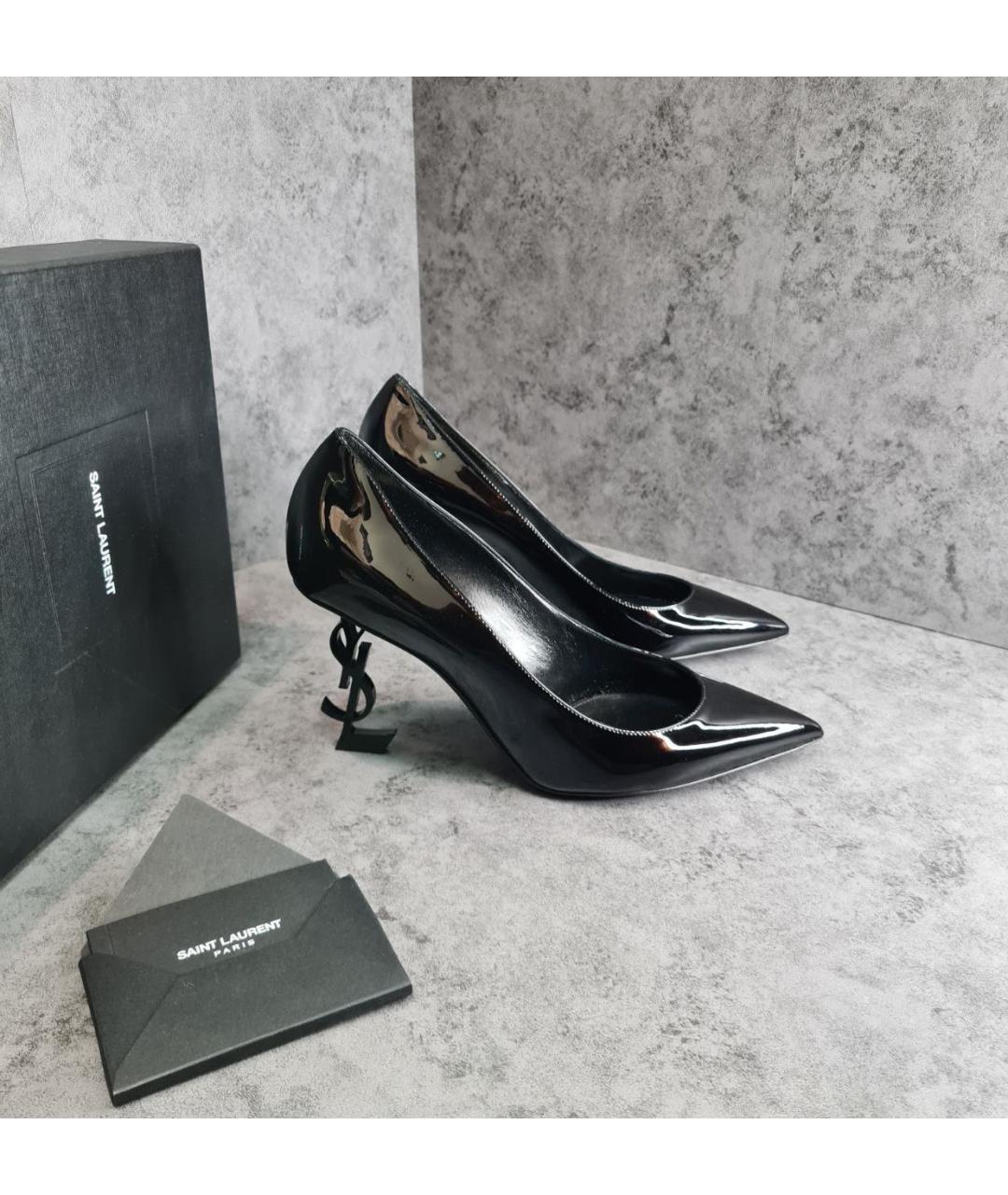 SAINT LAURENT Черные туфли из лакированной кожи, фото 2