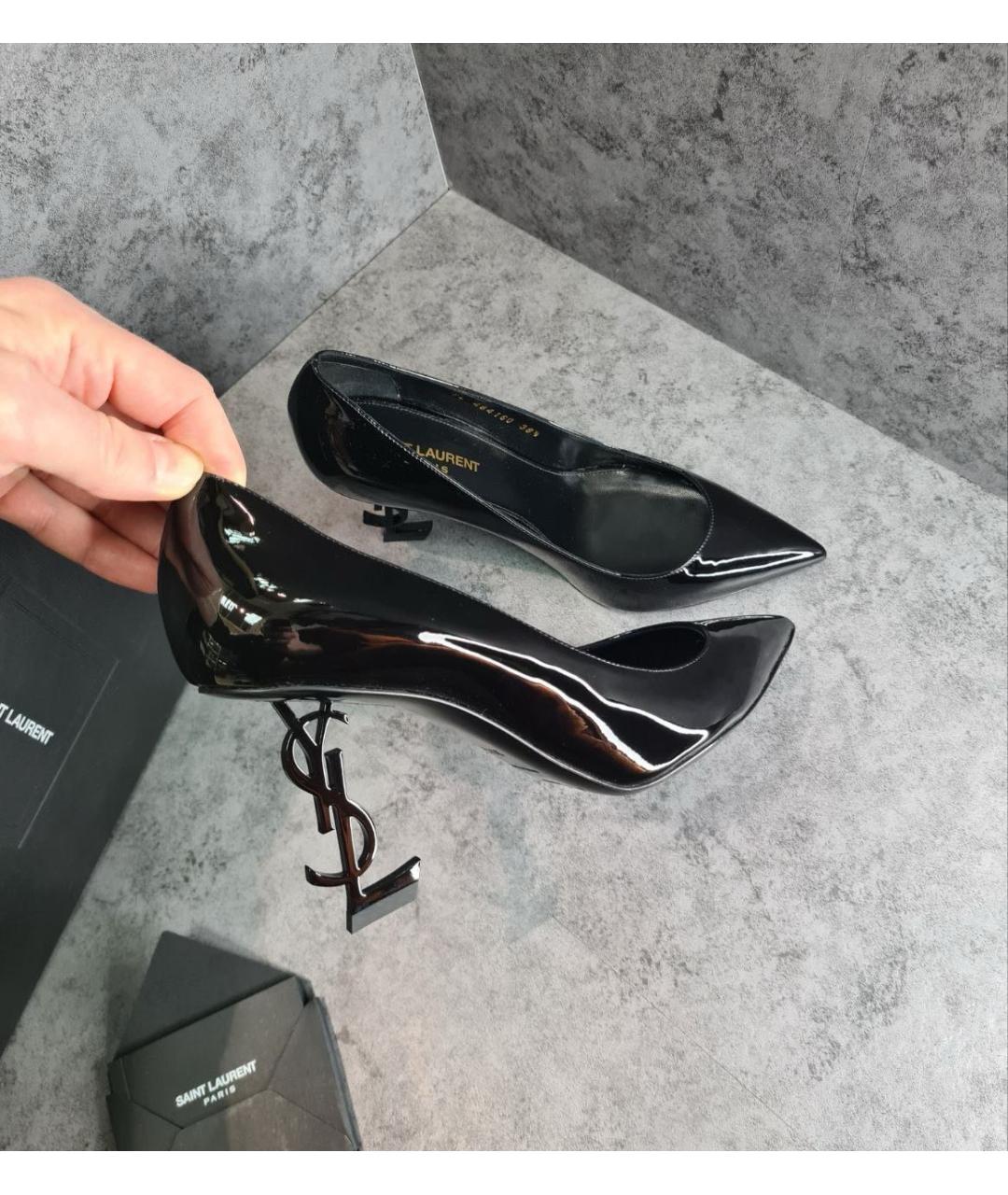 SAINT LAURENT Черные туфли из лакированной кожи, фото 3