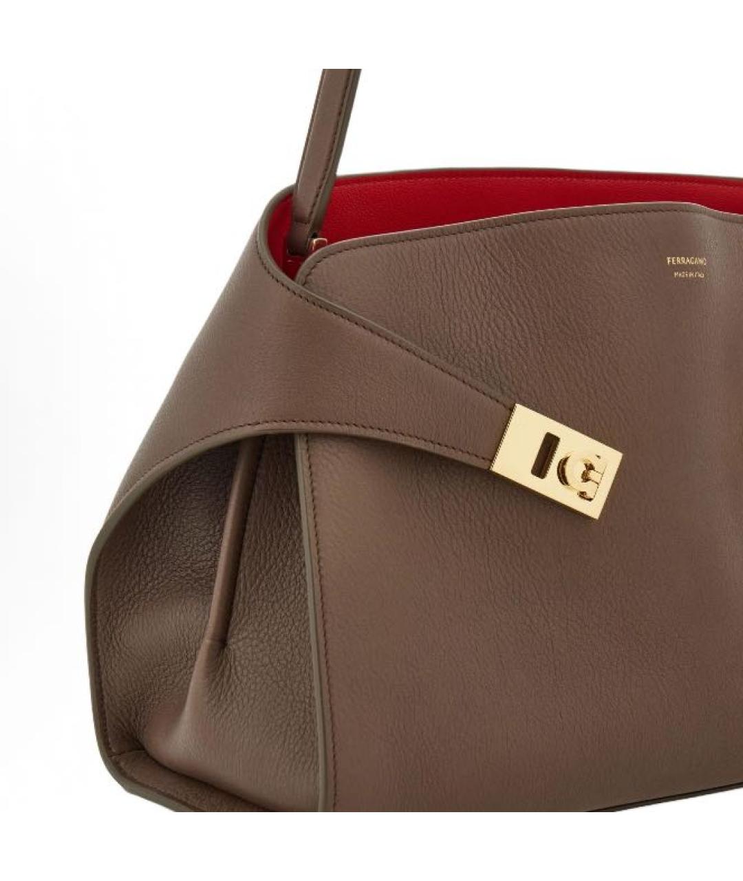 FERRAGAMO Коричневая кожаная сумка тоут, фото 5