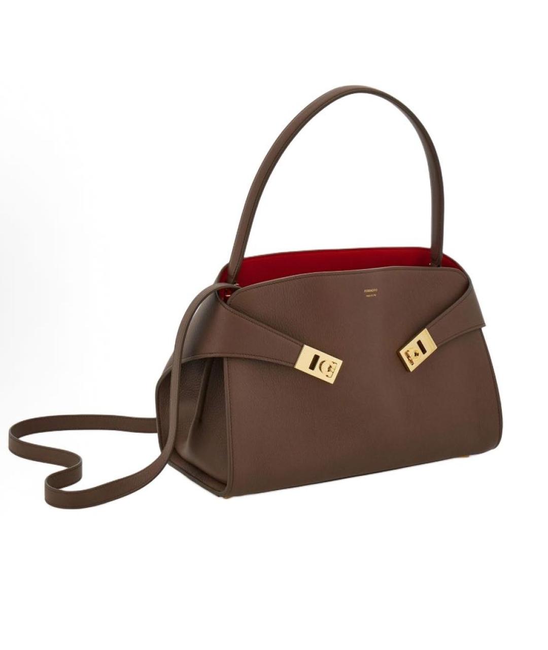 FERRAGAMO Коричневая кожаная сумка тоут, фото 2