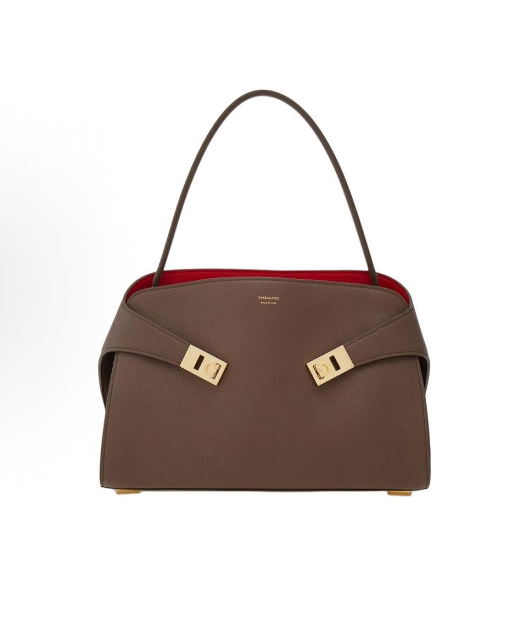 FERRAGAMO Коричневая кожаная сумка тоут, фото 7