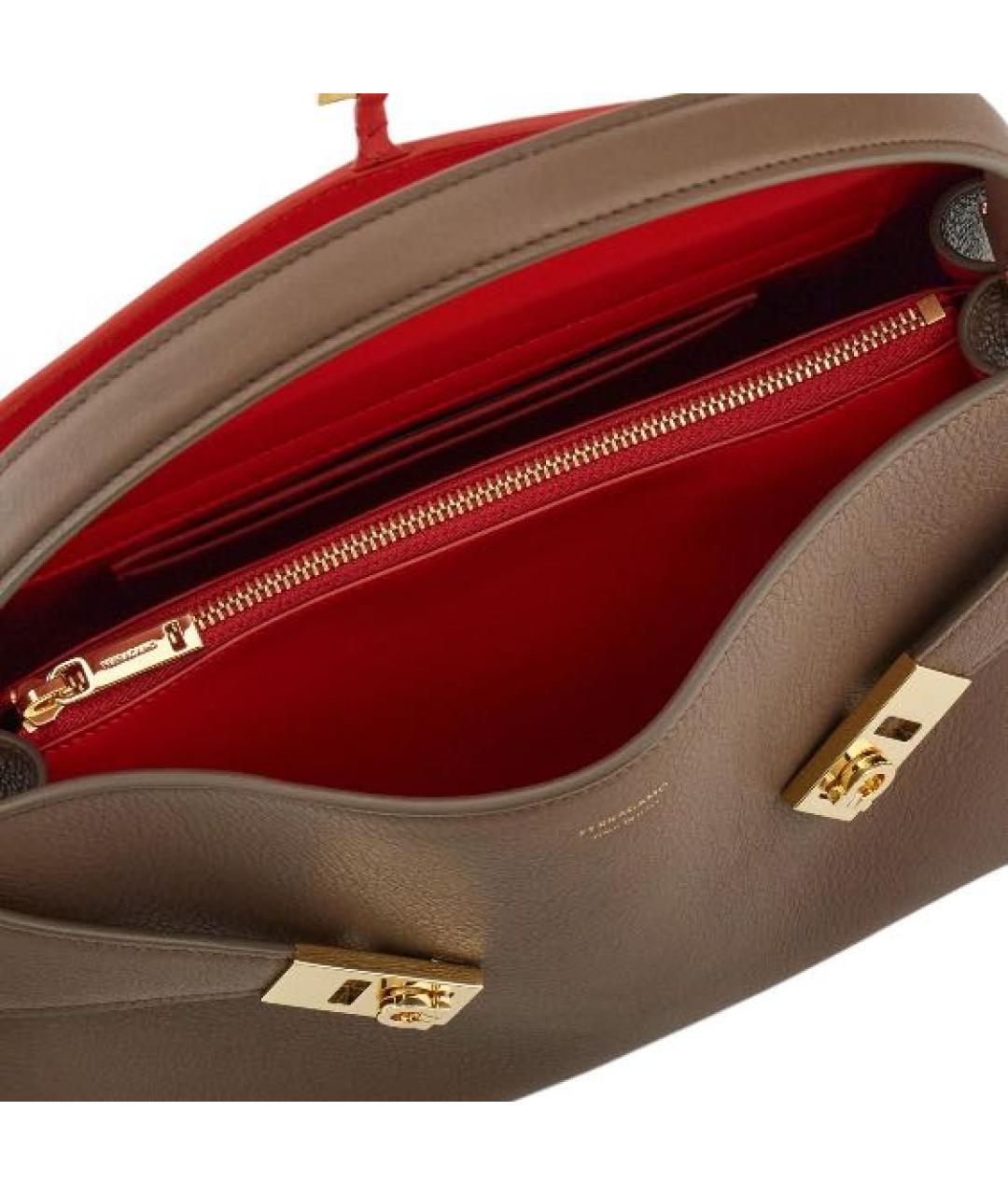 FERRAGAMO Коричневая кожаная сумка тоут, фото 6