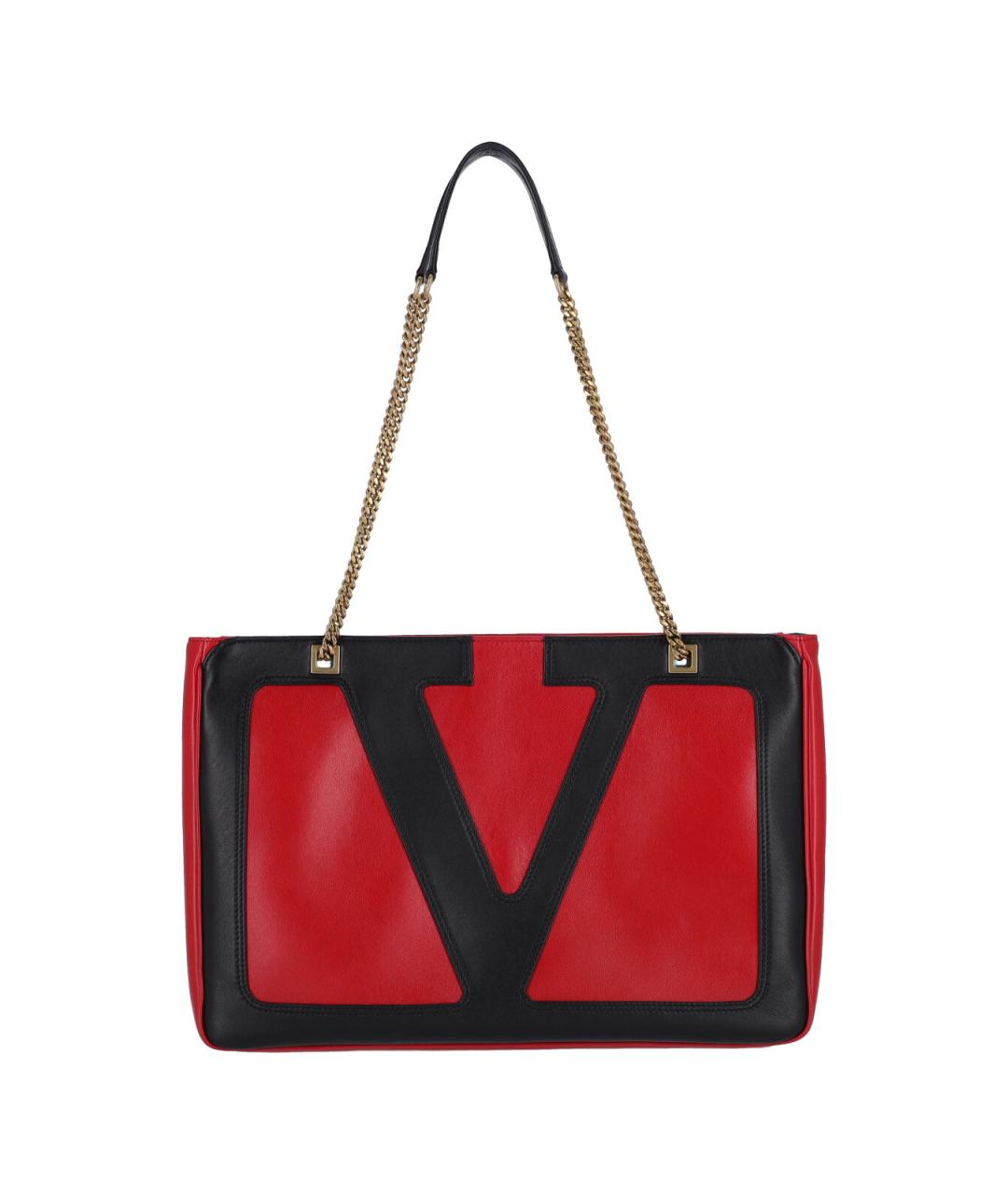 VALENTINO Красная кожаная сумка тоут, фото 1