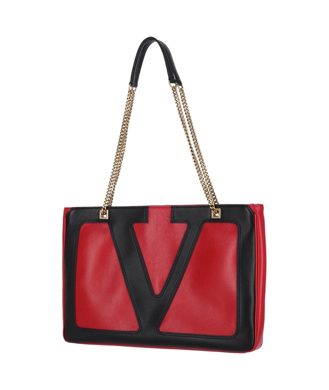 VALENTINO Красная кожаная сумка тоут, фото 2