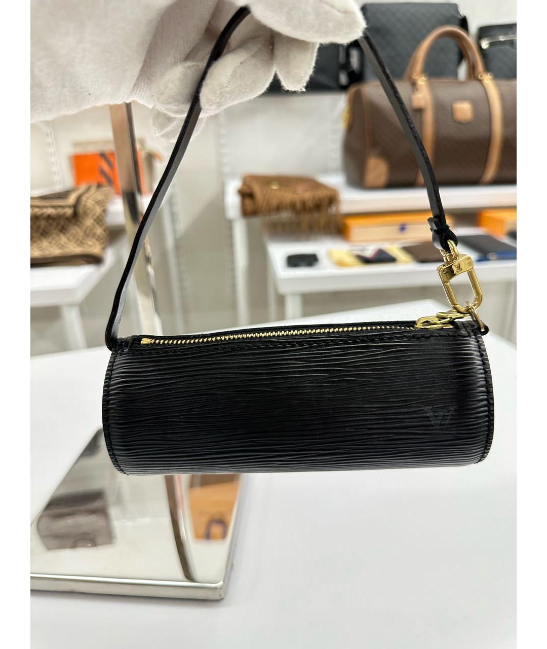 LOUIS VUITTON Черная кожаная сумка с короткими ручками, фото 4