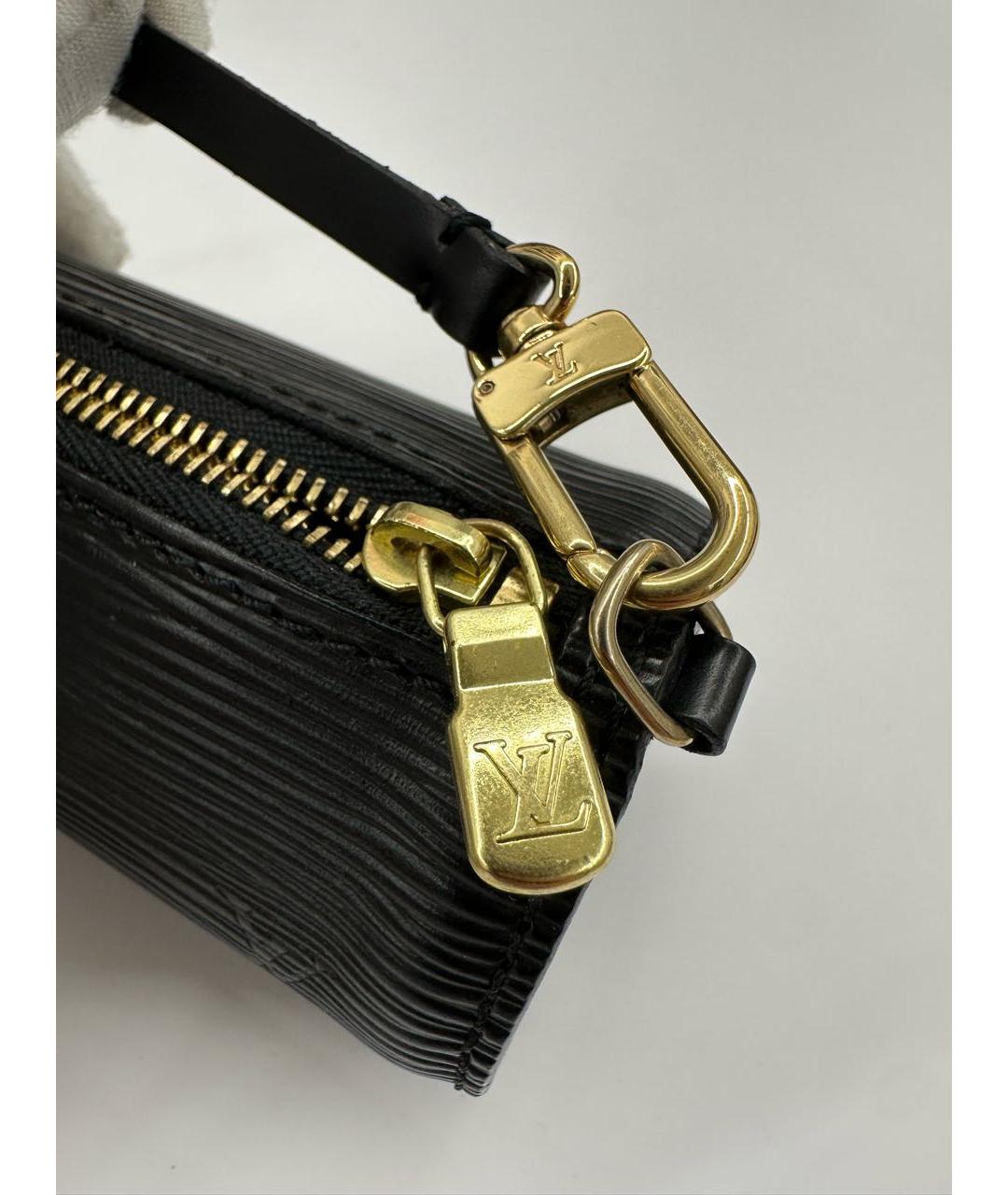 LOUIS VUITTON Черная кожаная сумка с короткими ручками, фото 5