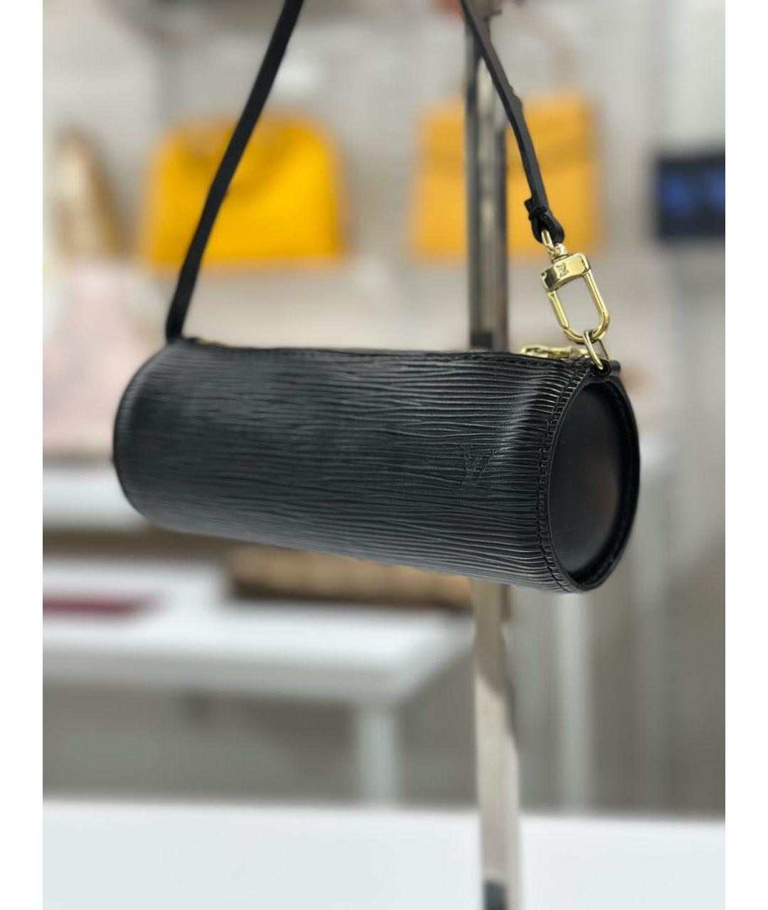 LOUIS VUITTON Черная кожаная сумка с короткими ручками, фото 2