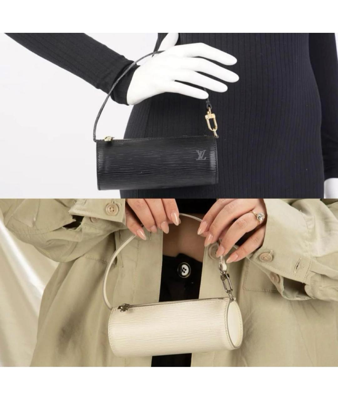 LOUIS VUITTON Черная кожаная сумка с короткими ручками, фото 3