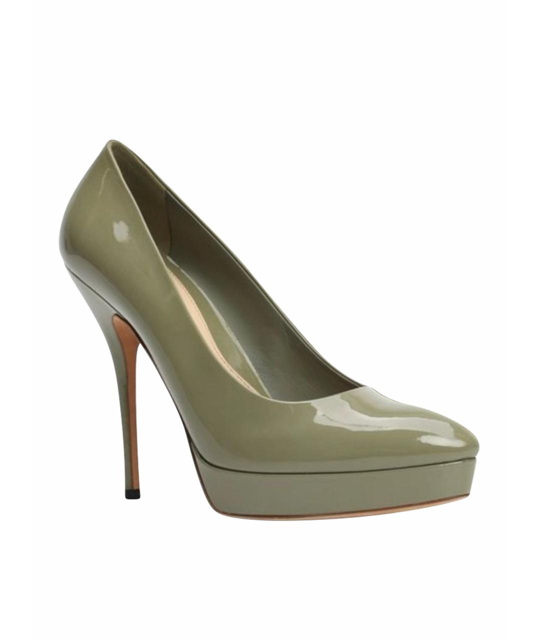 GUCCI Зеленые туфли из лакированной кожи, фото 1