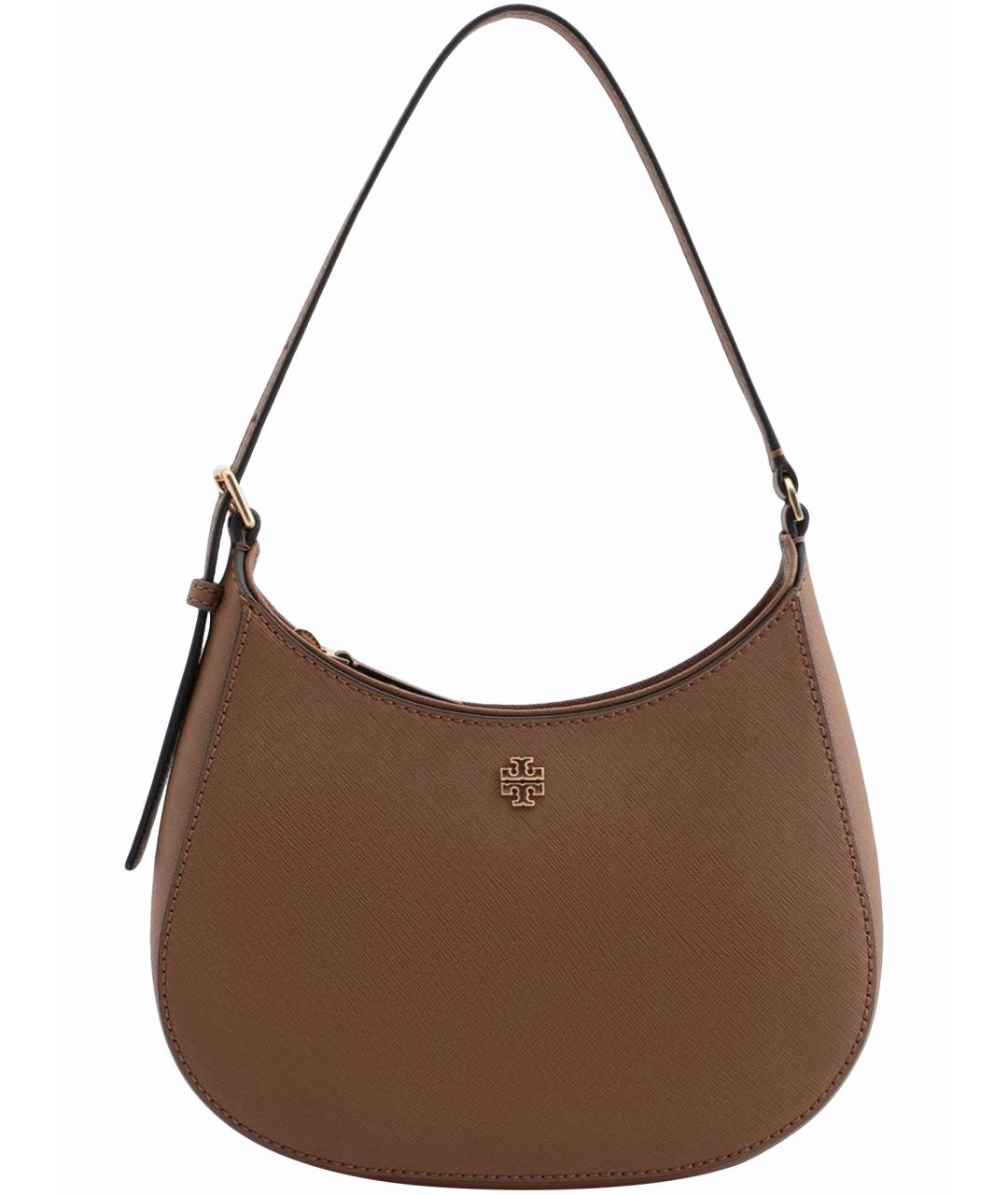 TORY BURCH Коричневая кожаная сумка с короткими ручками, фото 1