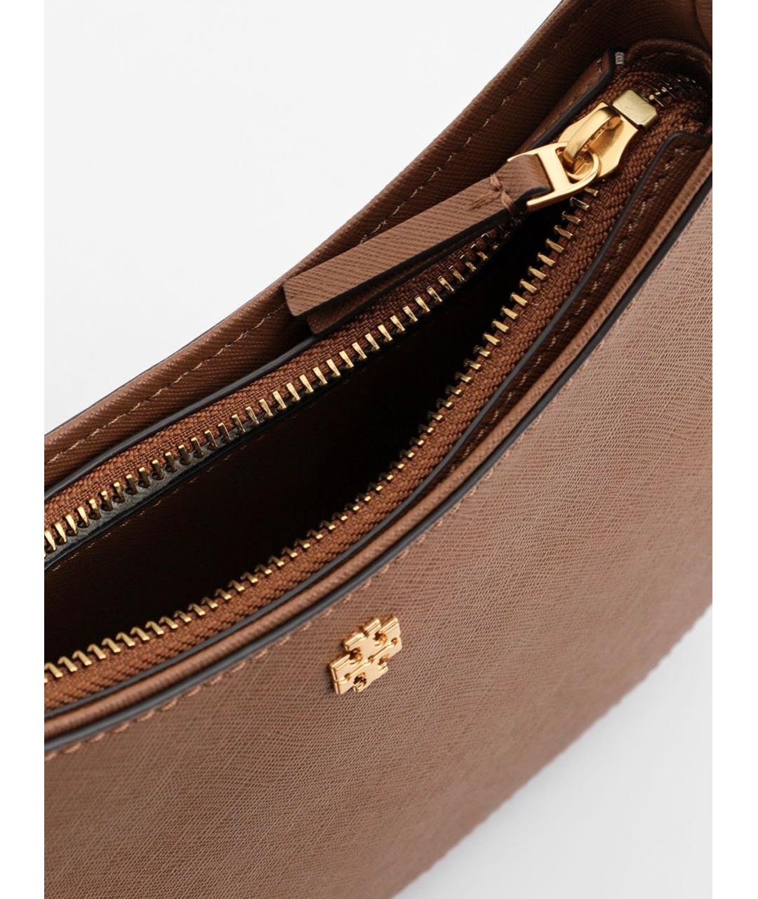 TORY BURCH Коричневая кожаная сумка с короткими ручками, фото 4