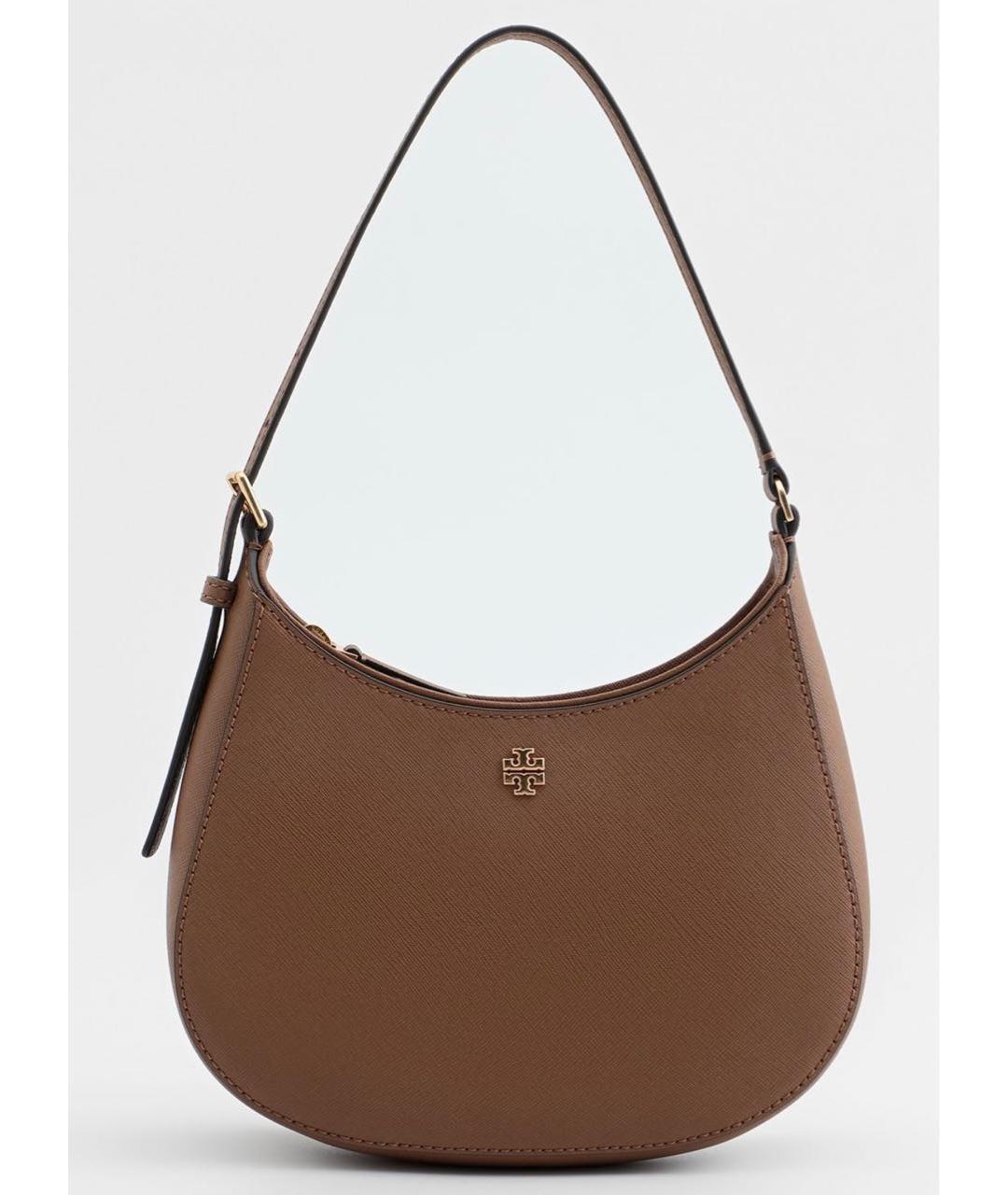 TORY BURCH Коричневая кожаная сумка с короткими ручками, фото 6