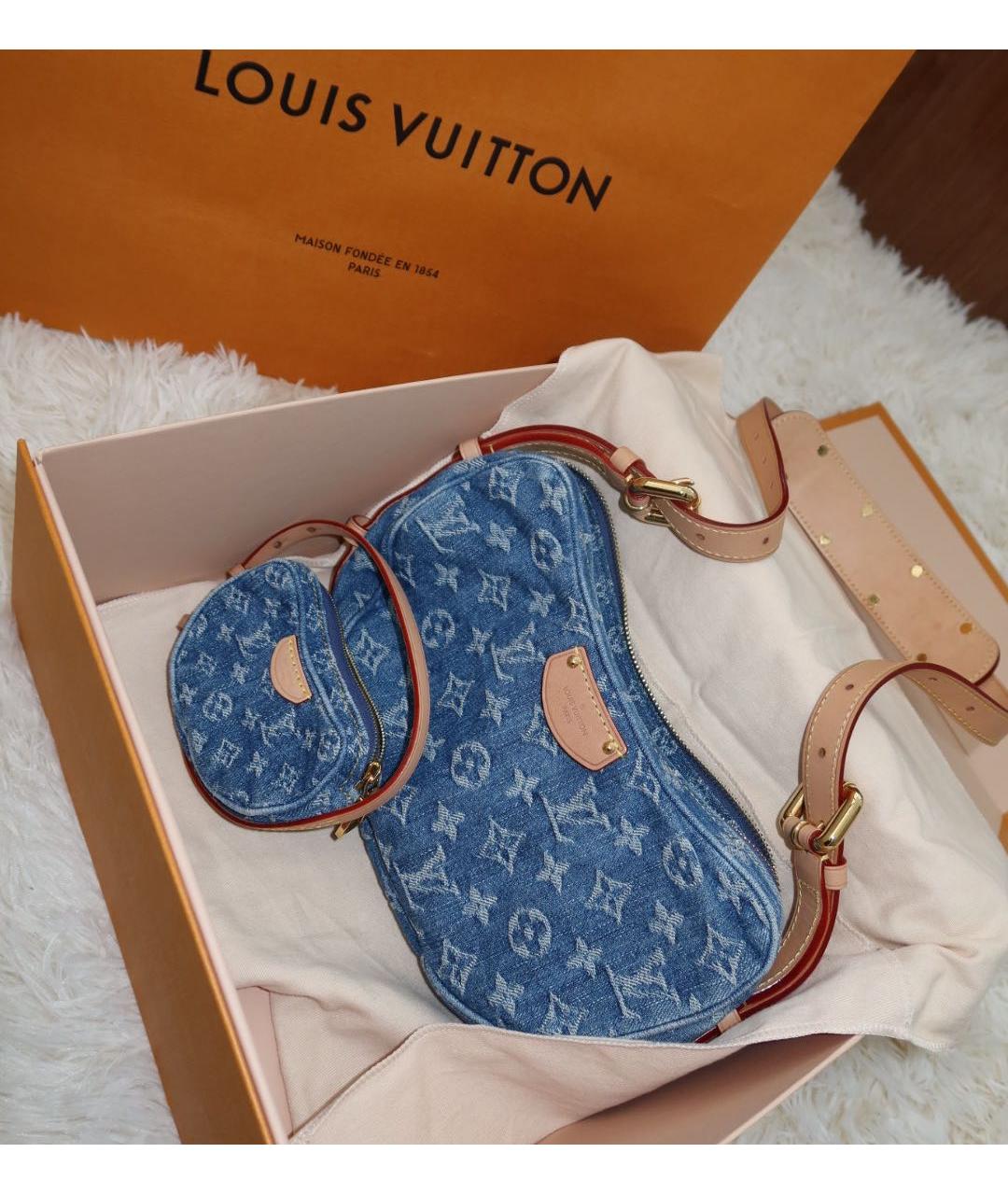 LOUIS VUITTON Голубая деним сумка через плечо, фото 3