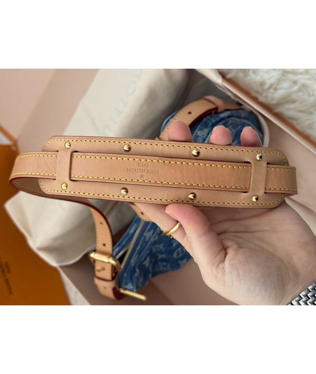 LOUIS VUITTON Голубая деним сумка через плечо, фото 4