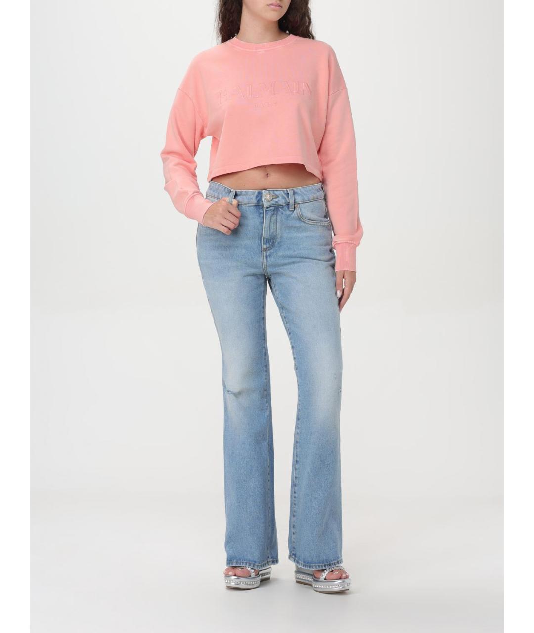 BALMAIN Голубые хлопковые джинсы клеш, фото 3
