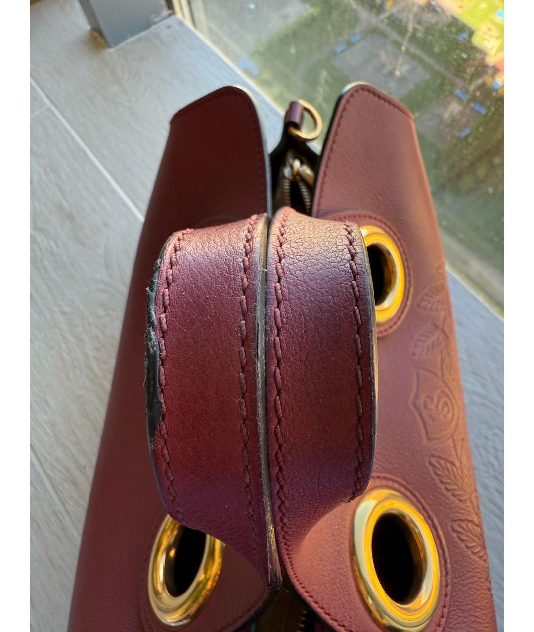 BURBERRY Бордовая кожаная сумка тоут, фото 8